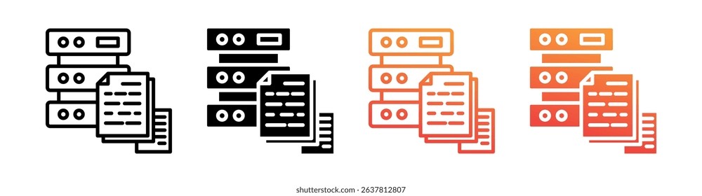Data Storage Multi Style Icon Set Vector