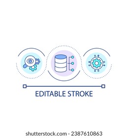 Data storage optimization loop concept icon. Information management. Database governance abstract idea thin line illustration. Isolated outline drawing. Editable stroke. Arial font used