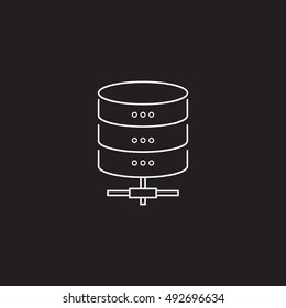 Data storage protection line icon, outline vector logo illustration, linear pictogram isolated on black