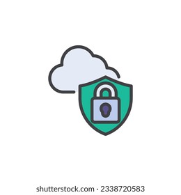 Data storage security filled outline icon, line vector sign, linear colorful pictogram isolated on white. Symbol, logo illustration. Vector graphics