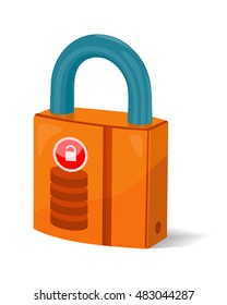 Data storage sign symbol icon. Lock isolated on white. Security concept. Database with padlock. IT security protected computer server. Render of safe storage aspect. Saving the information. Vector