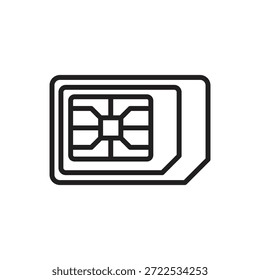 Ilustración vectorial de iconos de esquema de tarjeta SIM de almacenamiento de datos