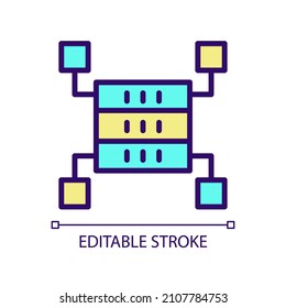 Data storage space RGB color pixel perfect icon. Dataset warehousing. Virtual information technology. Isolated vector illustration. Simple filled line drawing. Editable stroke. Arial font used