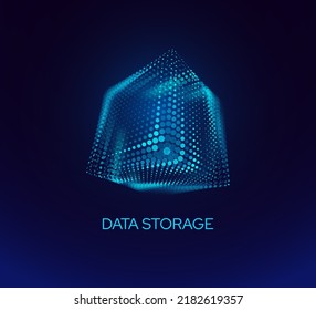 Data Storage Technology Database Concept. Abstract HiTech Background with 3D Cube. Information Processing. Cloud Data Transfer. Vector Illustration.