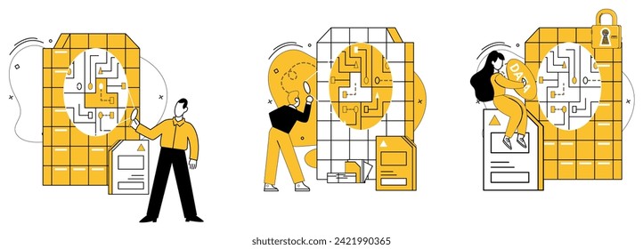 Data storage vector illustration. In landscape business, data storage serves as silent custodian information The concept data storage is unsung hero in evolution technology Secure data storage