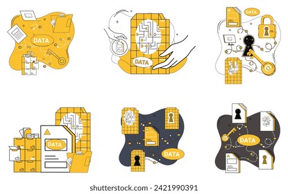 Data storage vector illustration. The network server is backbone, facilitating data transfer across cyberspace Technology evolves, shaping landscape data storage in digital era The data storage