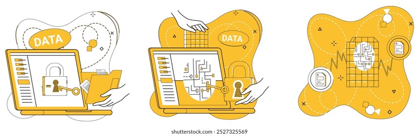 Data storage vector illustration. Privacy and protection intertwine within intricate web secure data storage Efficient data storage is silent conductor orchestrating symphony data transfer