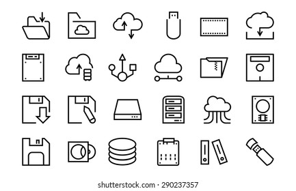 Data Storage Vector Line Icons 4