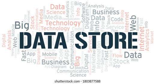 Data Store vector word cloud, made with text only.