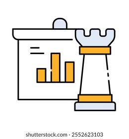 Estratégia de dados - tabuleiro de xadrez com gráfico que representa o planejamento e a utilização de dados