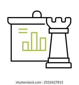 Estratégia de dados - tabuleiro de xadrez com gráfico que representa o planejamento e a utilização de dados