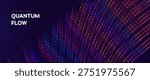 Data Stream Background With Glowing Neon Particles And Flowing Digital Lines On Dark. Big Data Signals. Vector Illustration