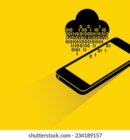 Data Stream, Big Data Analysis, Cloud Computing On Smart Phone Concept