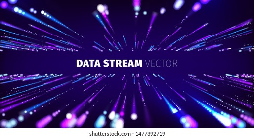 Data Stream Tunnel Abstract Vector Background. Data Fast Transfer