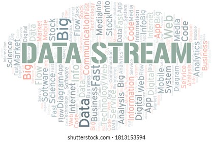 Data Stream vector word cloud, made with text only.