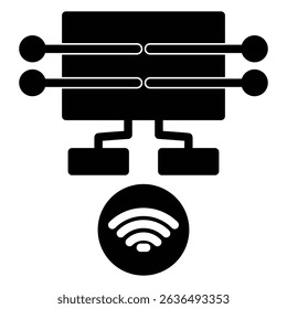 data streaming icon Flat outline fill black and white