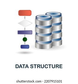 Data Structure Icon. 3d Illustration From Data Science Collection. Creative Data Structure 3d Icon For Web Design, Templates, Infographics And More