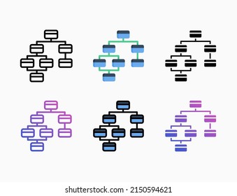 Data structure icon set with line, outline, flat, filled, glyph, color, gradient. Editable stroke and pixel perfect. Can be used for digital product, presentation, print design and more.