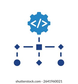 Data Structure mini illustration dual tone blue color icon, use for machine learning, education, technology industry, UI, UX kit, app and web development, digital or print.