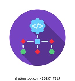 Data Structure mini illustration rounded flat color icon, use for machine learning, education, technology industry, UI, UX kit, app and web development, digital or print.