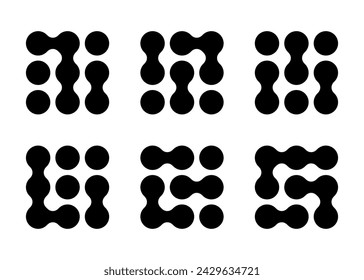 Data structure unique connection grid. Security encryption locks to protect meta plan. Round balls morphing bubbles and circle merging dots