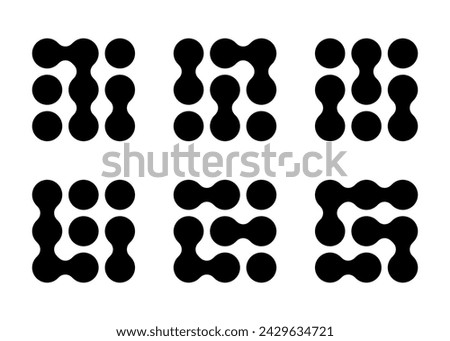 Data structure unique connection grid. Security encryption locks to protect meta plan. Round balls morphing bubbles and circle merging dots