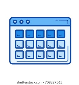 Data structure vector line icon isolated on white background. Data structure line icon for infographic, website or app. Blue icon designed on a grid system.