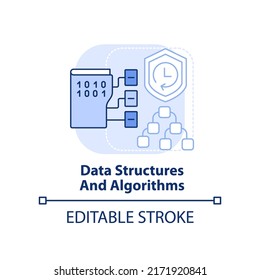 Data structures and algorithms light blue concept icon. Programming skill abstract idea thin line illustration. Isolated outline drawing. Editable stroke. Arial, Myriad Pro-Bold fonts used