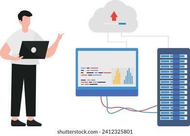 The Data Studio illustration showcases a sophisticated digital workspace where intricate data streams converge, represented by interconnected nodes and vibrant visualizations. A seamless blend of anal
