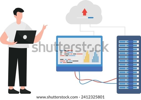 The Data Studio illustration showcases a sophisticated digital workspace where intricate data streams converge, represented by interconnected nodes and vibrant visualizations. A seamless blend of anal
