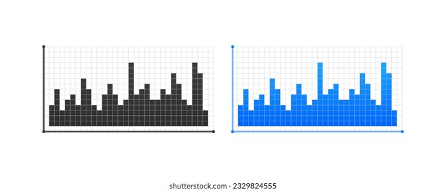 Data summary. Flat, color, bar chart, line chart. Vector illustration.