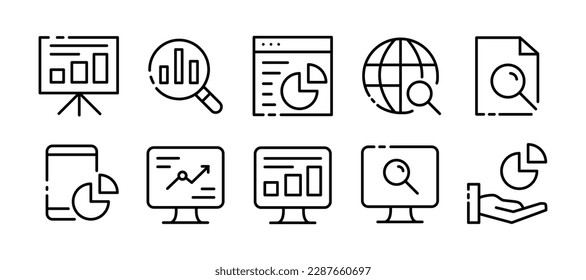 Data summary. line icon, black, summary data icons. Vector icons