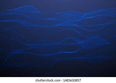 Data surface grid vector abstract 3D background. Binary code structure. Futuristic lines surface grid pattern. Technology vector background. Data visualization. Sound wave.