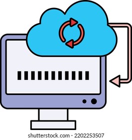 Data Sync in Progress with Remote Server Concept, automated data synchronization Vector Icon Design, Cloud Processing Symbol, Computing Services Sign, Web Services and Data Center stock illustration