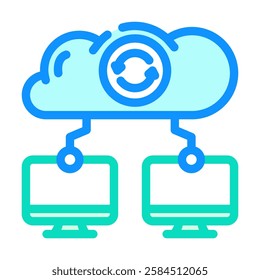 data synchronization cloud computing color icon vector. data synchronization cloud computing sign. isolated symbol illustration