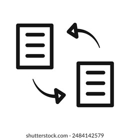 Icono de sincronización de datos signo de Vector en blanco y negro