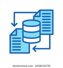 Icono de sincronización de datos Ilustración vectorial de color azul