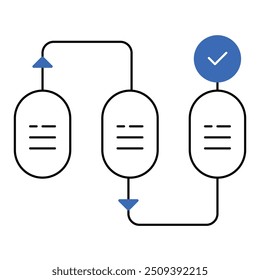 Diseño de icono de sincronización de datos. Representa Consistencia de Datos, Integración de Sistemas, Actualizar en Tiempo Real, Gestión de Flujo de Trabajo. Icono de Vector con trazo editable.