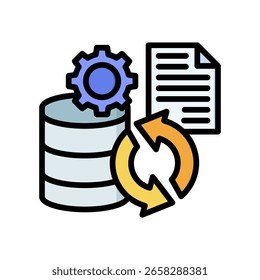 Icono de sincronización de datos Ilustración vectorial de color lineal