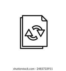 Data synchronization icon outline collection in black
