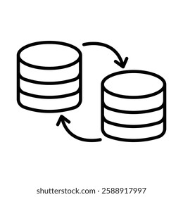 Data synchronization icon Outline vector symbol sign