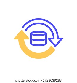 Icono de línea de sincronización de datos, símbolo de esquema para la correspondencia de Actualizar, actualización de la nube, copia de seguridad del sistema, conexión perfecta y administración de continuidad. Icono de signo de Vector.