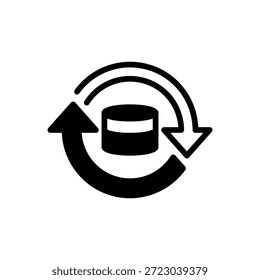 Icono de línea de sincronización de datos, símbolo de esquema para la correspondencia de Actualizar, actualización de la nube, copia de seguridad del sistema, conexión perfecta y administración de continuidad. Icono de signo de Vector.
