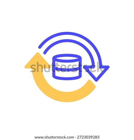 Data Synchronization Line Icon, Outline Symbol for Update Matching, Cloud Refresh, System Backup, Seamless Connection, and Continuity Management. Vector Sign Icon.