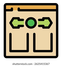 Data synchronization process visualized on a web page with two arrows pointing towards a circular icon, symbolizing data transfer