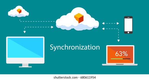 Data Synchronization Tool for Cloud Data Sources. illustration Store and Sync Data In Real time