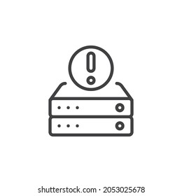 Icono de línea de error del sistema de datos. signo de estilo lineal para concepto móvil y diseño web. Icono de vector de esquema de advertencia de datos. Símbolo, ilustración del logotipo. Gráficos vectoriales