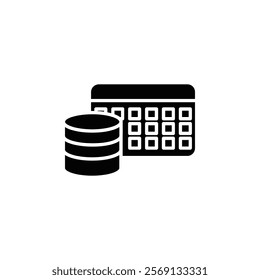 Data table icon Vector flat thin line illustration