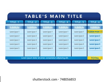 Data table template. ideal for presentations and institutional materials