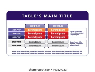 Data table template. ideal for presentations and institutional materials